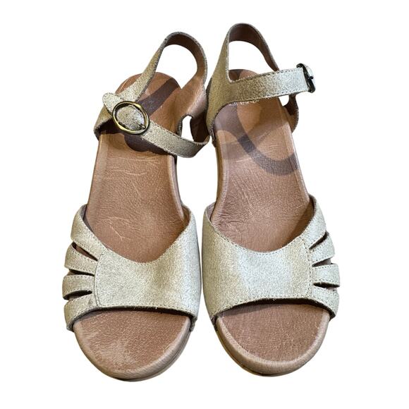 Womens Wedge Sandals Ankle Strap Buckle Neutral Tan Cute Summer Shoes - Picture 1 of 6